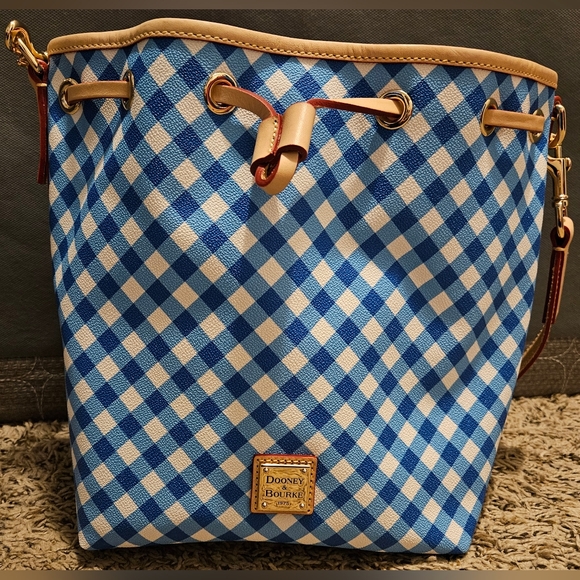 Dooney & Bourke Blue and White Checkered Shoulder Bag - Picture 1 of 7